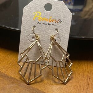 Pomina Gold Openwork Fan Drop Earrings